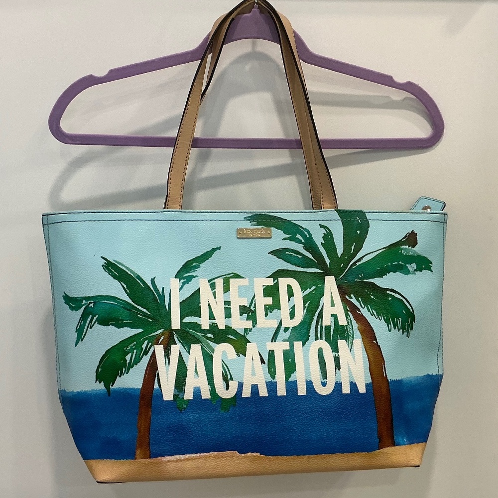 Kate Spade Breath of Fresh Air I need a vacation Francis tote bag